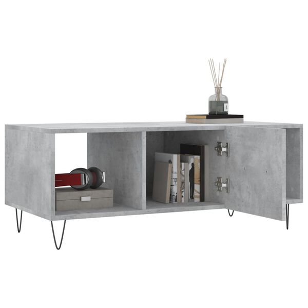 vidaXL Mesa de centro madera contrachapada gris hormig&oacute;n 102x50x40 cm