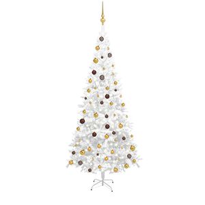 vidaXL &Aacute;rbol de Navidad artificial con luces y bolas blanco 240 cm