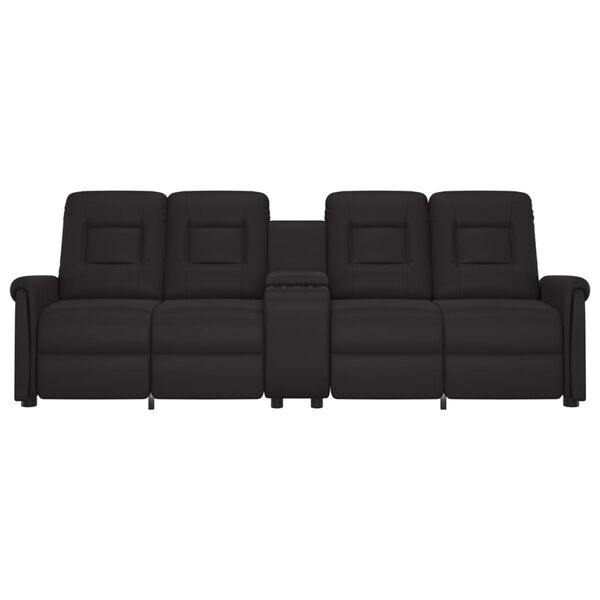 vidaXL Sill&oacute;n de masaje reclinable 4 plazas con portavasos negro