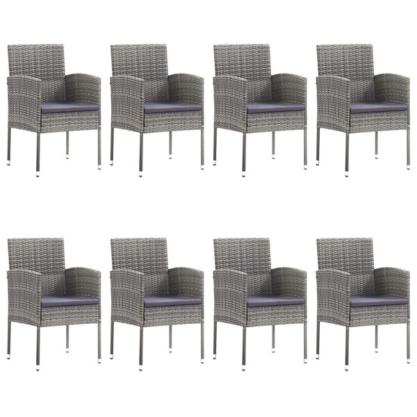 vidaXL Set comedor jard&iacute;n 9 pzas rat&aacute;n sint&eacute;tico gris antracita y gris