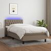 vidaXL Cama box spring colch&oacute;n y luces LED tela gris taupe 90x200 cm