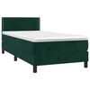 vidaXL Cama box spring colch&oacute;n y LED terciopelo verde oscuro 80x200 cm
