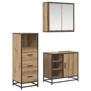 vidaXL Juego de muebles de ba&ntilde;o 3 uds. Roble artisan 65 x 33 x 60 cm