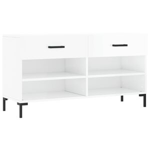 vidaXL Zapatero madera de ingenier&iacute;a blanco brillo 102x35x55 cm