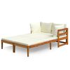vidaXL Tumbonas con cojines crema 2 unidades madera de acacia