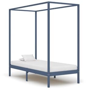 vidaXL Cama con dosel sin colch&oacute;n madera maciza gris 90x200 cm