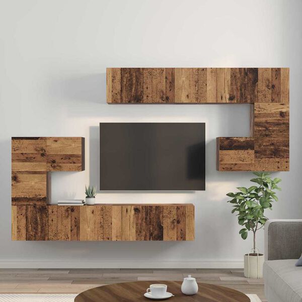 vidaXL Unidades de TV 4 pcs Madera Vieja Madera contrachapada