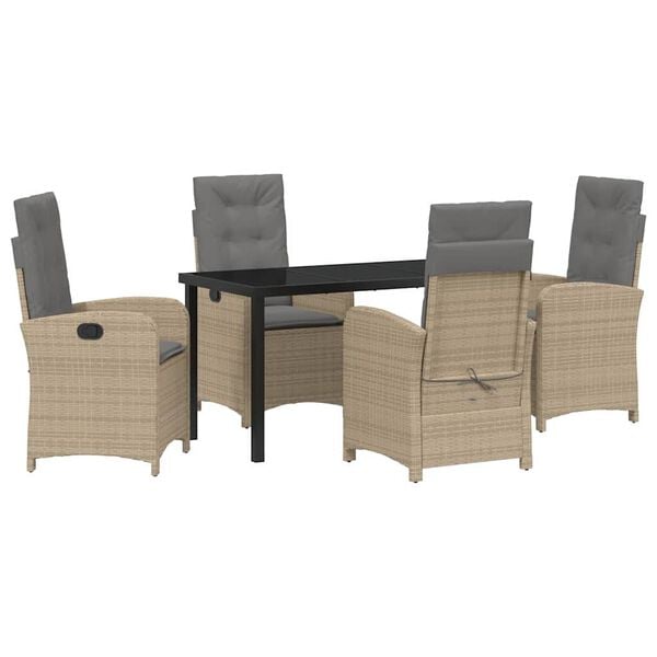vidaXL Conjunto de Comedor de Jard&iacute;n 5 pcs Beige rat&aacute;n sint&eacute;tico