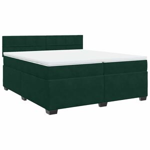 vidaXL Cama box spring con colch&oacute;n terciopelo verde oscuro 200x200 cm