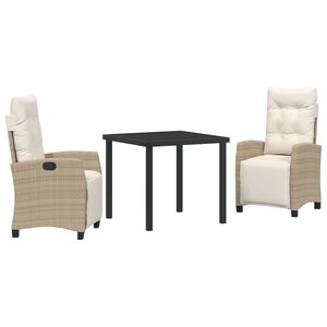 vidaXL Conjunto de Comedor de Jard&iacute;n 3 pcs Beige rat&aacute;n sint&eacute;tico