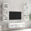 vidaXL Muebles de TV de pared con LED 8 pzas madera ingenier&iacute;a blanco