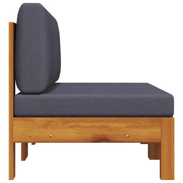 vidaXL Sofá central 2 piezas cojines gris oscuro madera de acacia