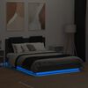 vidaXL Estructura de cama con cabecero y luces LED negro 135x190 cm