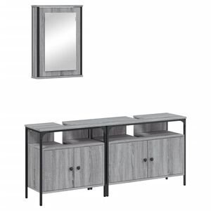vidaXL Set de muebles de ba&ntilde;o 3 pzas madera contrachapada gris sonoma