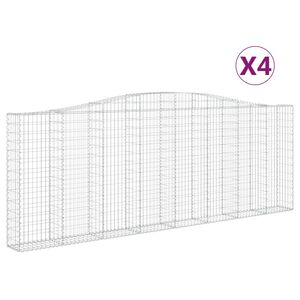 vidaXL Cestas gaviones 4 uds forma de arco hierro 400x30x140/160 cm