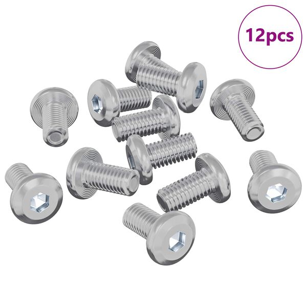 vidaXL Tornillo de Bloqueo Liso 12 pcs Plateado M6 x 12 mm Acero