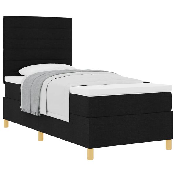 vidaXL Cama tipo Box Spring con colch&oacute;n Negro 80 x 200 cm tela