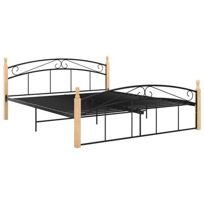 vidaXL Estructura de cama metal y madera maciza de roble 160x200 cm