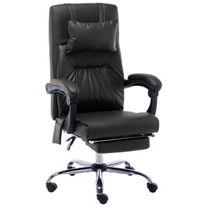 vidaXL Silla de oficina de masaje de cuero sint&eacute;tico negra