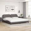 vidaXL Cama con colch&oacute;n Zadar cuero sint&eacute;tico gris 200x200 cm