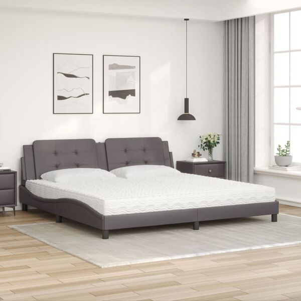 vidaXL Cama con colch&oacute;n Zadar cuero sint&eacute;tico gris 200x200 cm
