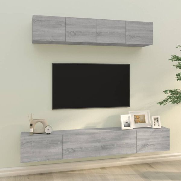 vidaXL Set de muebles para TV 4 pzas madera contrachapada gris Sonoma