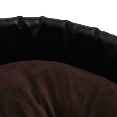 vidaXL Cama para perros felpa cuero sintético negro marron 69x59x19 cm