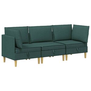 vidaXL Juego de sof&aacute; modular con almacenamiento 3 uds. Verde oscuro
