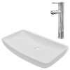 vidaXL Lavabo de baño rectangular con grifo mezclador cerámica blanco