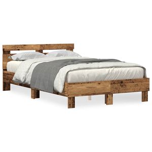 vidaXL Estructura de cama con LED Madera vieja 120 x 190 cm