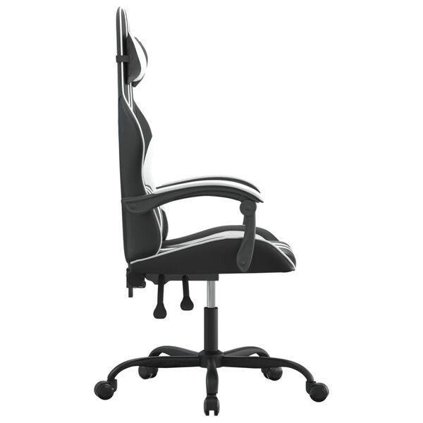 vidaXL Silla gaming cuero sintético negro y blanco