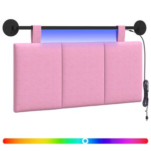vidaXL Cabecero colgante Con luz LED Rosa Tela