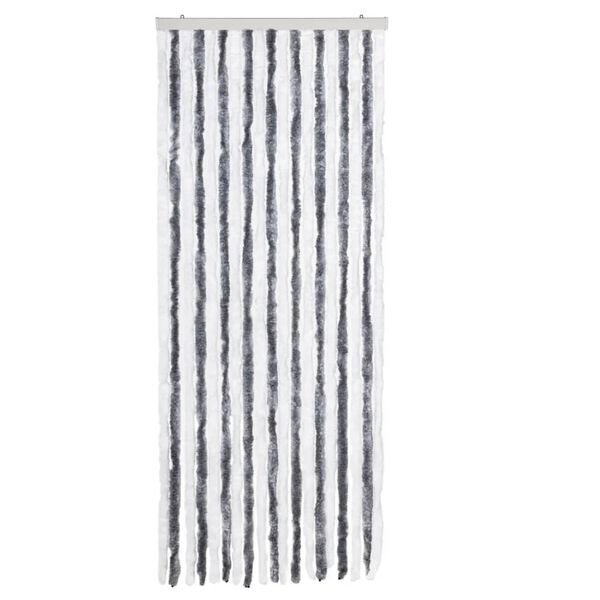 vidaXL Cortina mosquitera de chenilla gris y blanca 56x185 cm