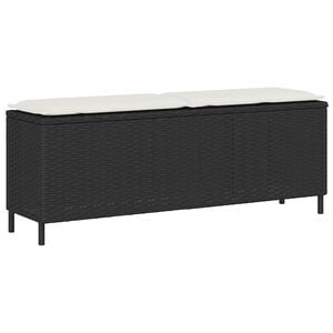 vidaXL Banco de jard&iacute;n con coj&iacute;n negro 110x30x40,5 cm rat&aacute;n sint&eacute;tico