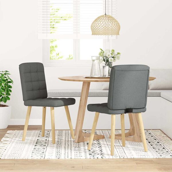 vidaXL Sillas de comedor 2 unidades tela gris oscuro