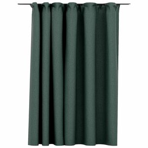 vidaXL Cortina opaca con ganchos look de lino verde 290x245 cm