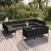 vidaXL Set de muebles de jard&iacute;n 14 pzas cojines rat&aacute;n sint&eacute;tico negro
