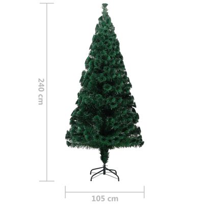 vidaXL Árbol de Navidad artificial y soporte fibra óptica verde 240 cm
