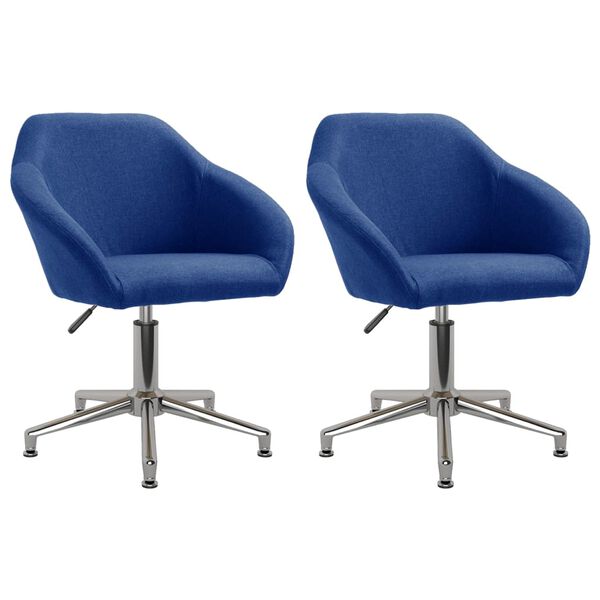 vidaXL Sillas de comedor giratorias 2 unidades tela azul