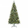 vidaXL &Aacute;rbol de Navidad artificial iluminado con luces y pi&ntilde;as 210 cm