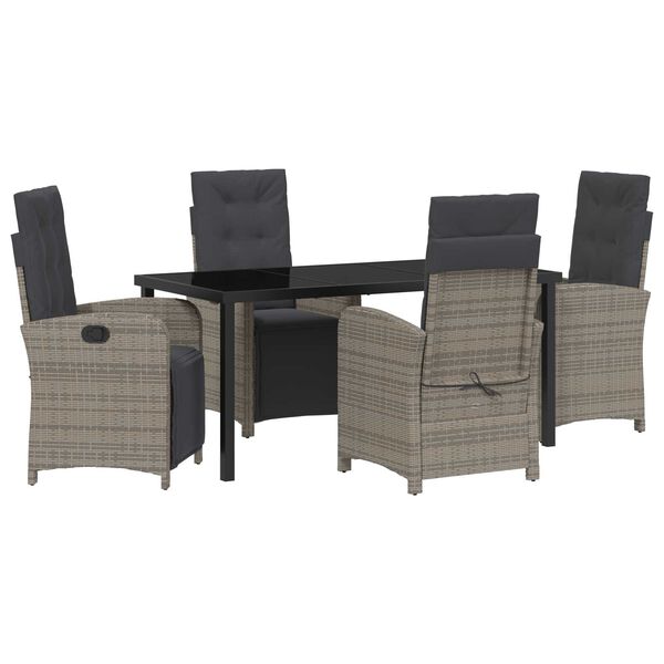vidaXL Conjunto de Comedor de Jard&iacute;n 5 pcs Gris rat&aacute;n sint&eacute;tico