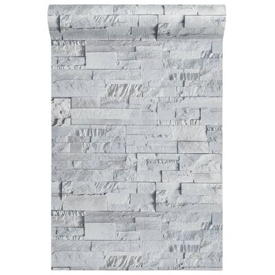 vidaXL Papel pintado de pared 3D aspecto piedra gris claro