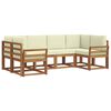 vidaXL Conjunto de sof&aacute;s de exterior con coj&iacute;n 6 pcs Natural y Crema