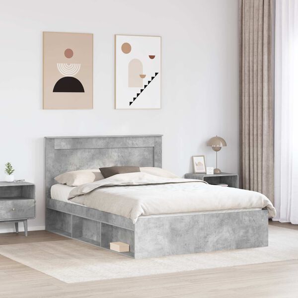 vidaXL Estructura de cama Concreto 140 x 190 cm Madera de pino macizo