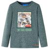 Camiseta infantil de manga larga verde oscuro m&eacute;lange 116