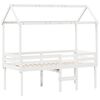 vidaXL Cama alta con techo madera maciza pino blanca 75x190 cm