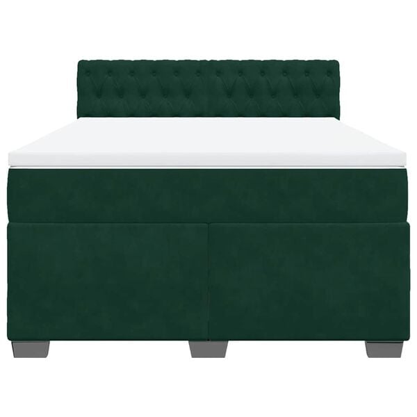 vidaXL Cama box spring con colch&oacute;n terciopelo verde oscuro 160x200 cm