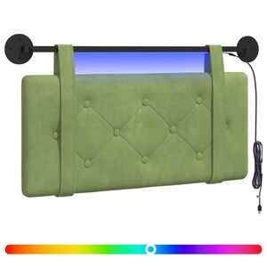 vidaXL Cabecero colgante Con luz LED Verde claro Terciopelo