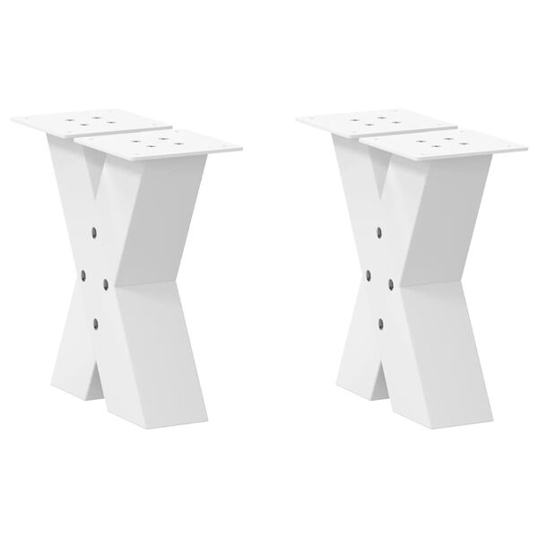 vidaXL Patas para mesa de centro en forma de X (2 unidades), color blanco, 30 x (30-31) cm, acero