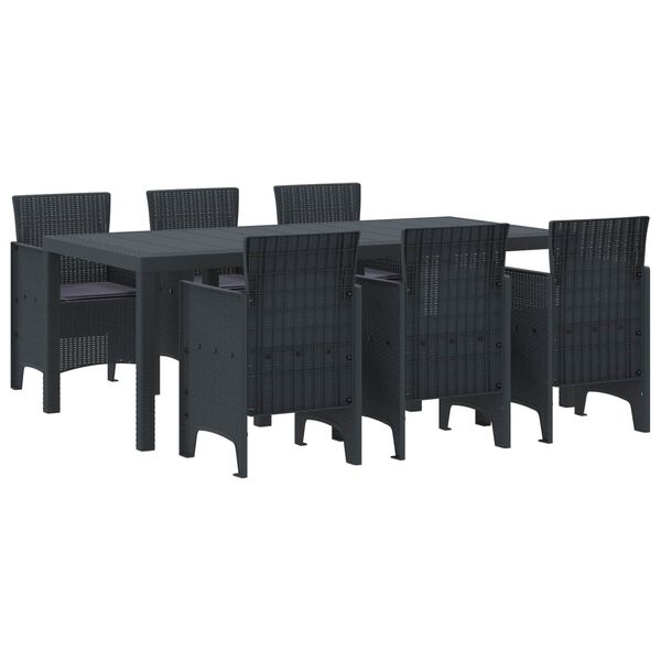 vidaXL Conjunto de Comedor de Jard&iacute;n 7 pcs Antracita Polipropileno
